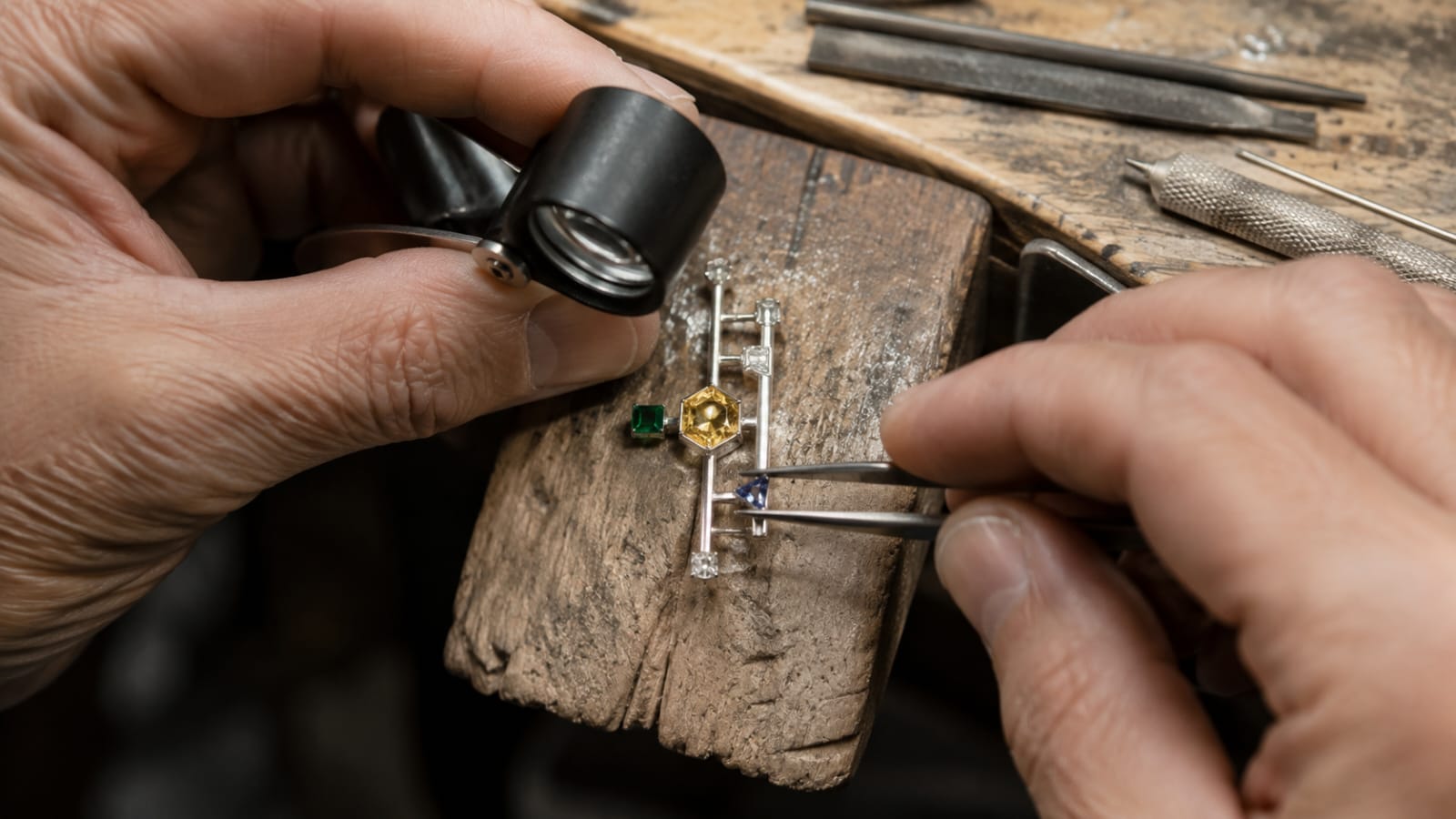 Made by hand — CHARMENTIST artisans hand-finishing an architectural fine jewelry piece