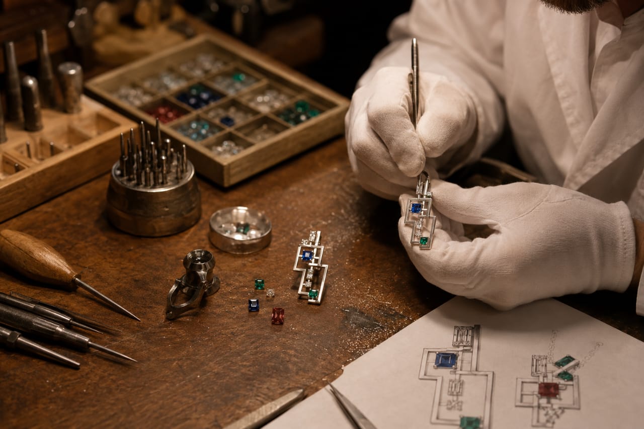 CHARMENTIST craftsmanship philosophy — precision hand-finishing of architectural fine jewelry