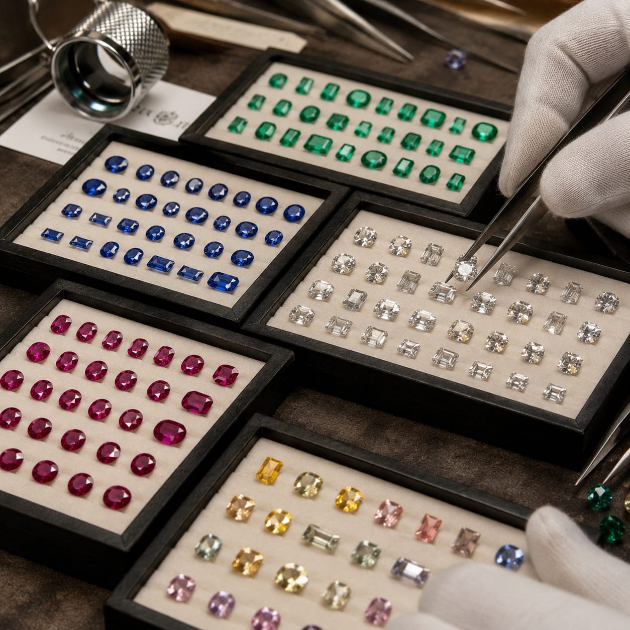 Step 4 — hand selection of gemstones for a CHARMENTIST piece